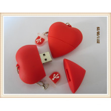 Impulsión roja del flash del USB de la forma del corazón con el material del PVC (EP035)
